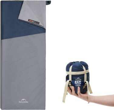 Спальний мішок Naturehike Ultraleicht – ультралегкий, 680/760g, для 3 сезонів, 190x75/205x85cm, для походів, рюкзаків, кемпінгу, комфортна температура 15°C (Димно-синій/Світло-синій)