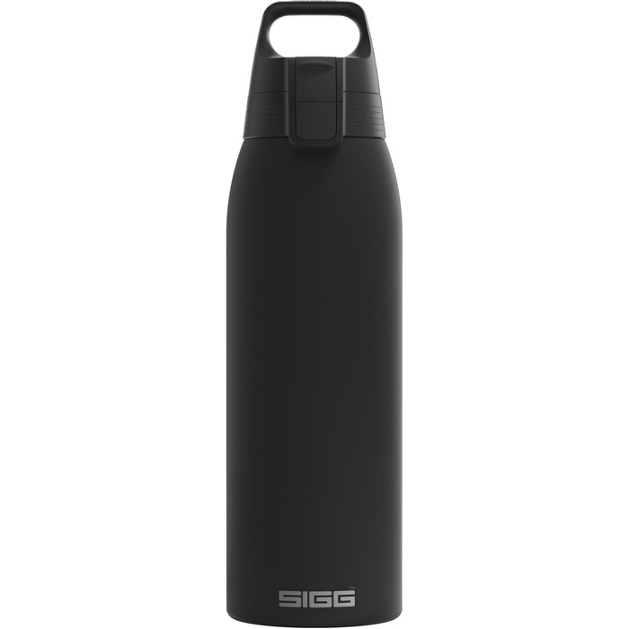 Термос SIGG Shield Therm One 1 л, чорний, для газованих напоїв, ізольована пляшка з нержавіючої сталі, не протікає, підходить для посудомийки, BPA-free, 90% перероблений метал
