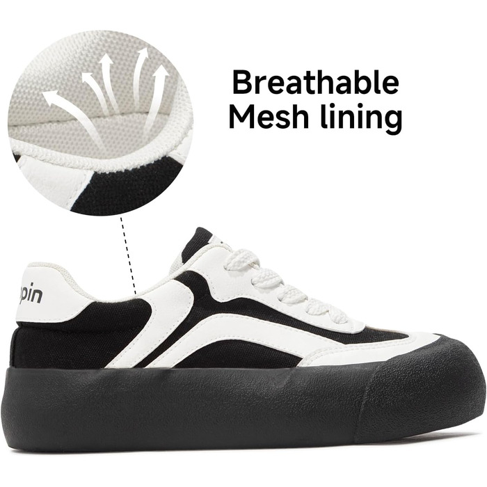 Жіночі кросівки Tuopin Mode: класична гумова підошва, стильні, неслизькі, повсякденні. Чорно-білі (39.5 EU)