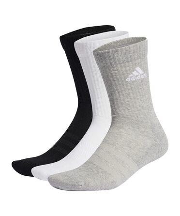 Набір махрових високих шкарпеток adidas Unisex Cushioned Crew, 3 пари, сірий/білий/чорний, розмір XXL (49-51)