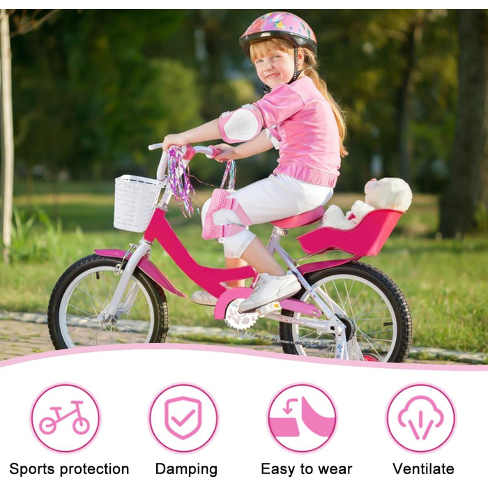 Набір наколінників Kinder 6 в 1: захист для колін, ліктів та зап'ясть. Підходить для скейтбордингу, інлайнів, Hoverboard, велосипеда (Рожевий, Білий)