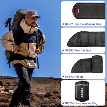 Спальний мішок XXL для дорослих, 3-4 сезони, фланель, кемпінг, зимовий, з сумкою, вологостійкий, теплий, 230x90 см (Чорний/Червоний, L-Zip)