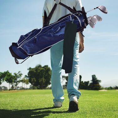 Сумка для гольфу COSTWAY з підставкою, водонепроникною накидкой та 4 відділеннями, легка переносна сумка з кишенею для олівців та регульованим ременем, для жінок та чоловіків (блакитна)