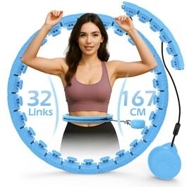 Smart обруч для схуднення з ваговим кільцем, 24 вузли (77-132 см), блакитний - для дорослих та початківців