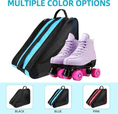 Сумка для роликових ковзанів для дітей, сумка для фігурного катання з регульованими ремінцями, сумка для ковзанів з ручками, сумка для хокею з блискавкою та відділеннями, блакитна