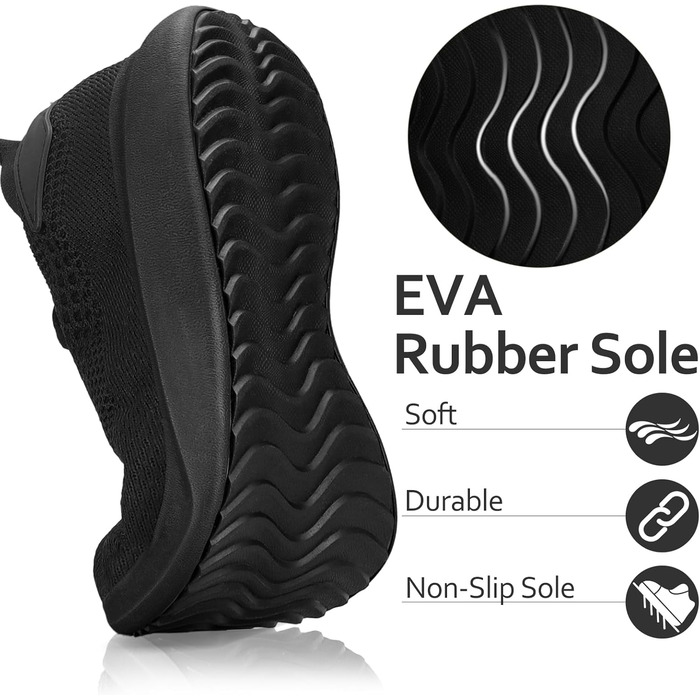 Чоловічі кросівки для бігу та занять спортом: чорні, легкі, дихаючі, slip-on, розмір 45 EU