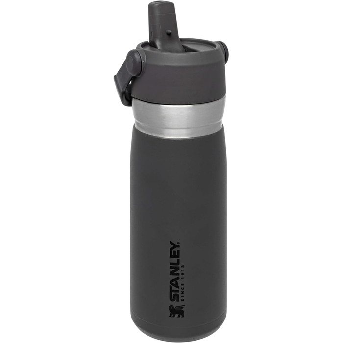 Термобутилка Stanley Iceflow Flip Straw з нержавіючої сталі, 0.65 л, з трубочкою, утримує холод 12+ годин, герметична, BPA Free, підходить для посудомийної машини, колір чорний