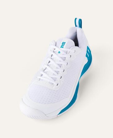 Тенісне взуття Wilson Rush Pro 4.5 Oz для чоловіків, розмір 46 2/3 EU, білий/білий/Atomic Blue