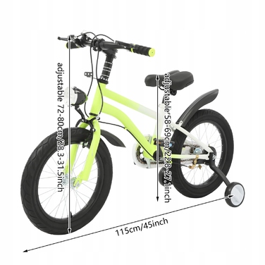 Дитячий велосипед 16 дюймів з підсвіткою та додатковими колесами