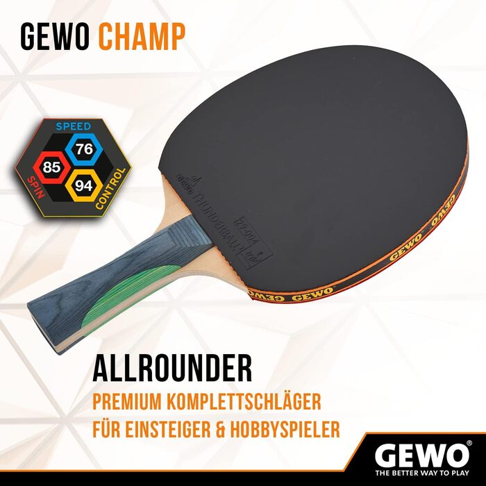 Ракетка для настільного тенісу Gewo Bat Champ Concave (конкавна ручка)