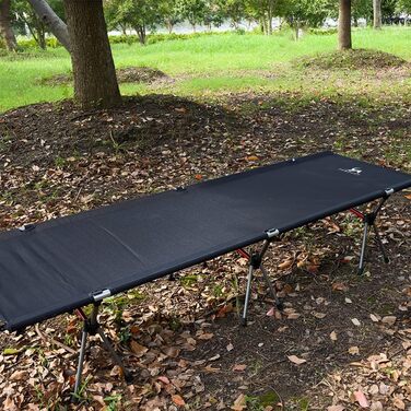 Легке туристичне ліжко TOMOUNT з алюмінієвого сплаву для кемпінгу, відпочинку на балконі, у саду, намету та подорожей на природі (чорне)