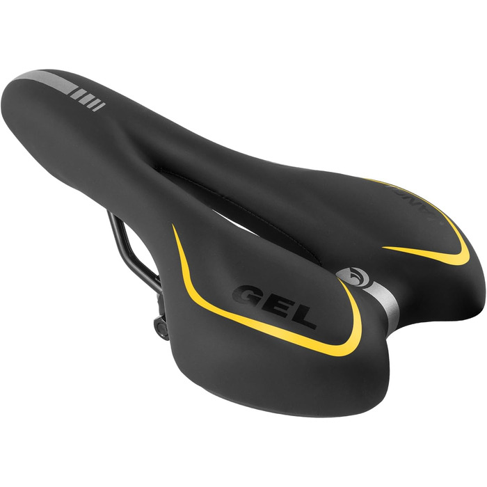 Велосипедне сідло MSDADA Gel MTB: зручне, ергономічне, водонепроникне для MTB, BMX, шосе, міських велосипедів (чорний/жовтий)