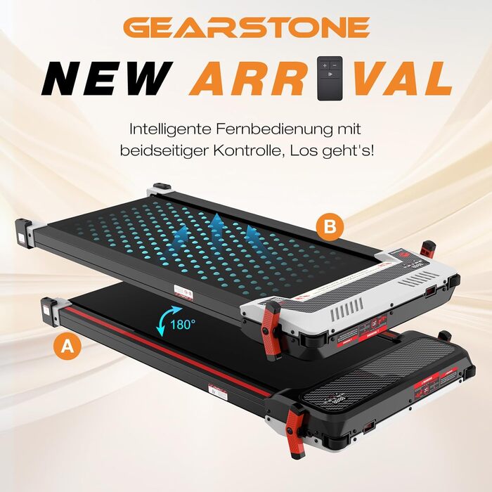 Бігова доріжка GEARSTONE 7 в 1 для дому та офісу з нахилом 6%, підстільна, з масажем стоп, подвійне керування, сіра