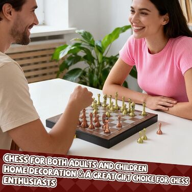 Дорожній набір шахів з металевими фігурами 25,4 см — складана шахівниця з кейсом для зберігання, обважнені металеві шахи та 2 додаткові королеви, ігровий набір для дітей та дорослих