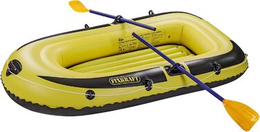 Надувне човен DEMA для 2 осіб (150 кг) з веслами та насосом, жовто-сірий