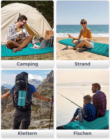 Надувна туристична матрац Yissvic Isomatte з самонадуванням, для кемпінгу, пікніків та подорожей, блакитна