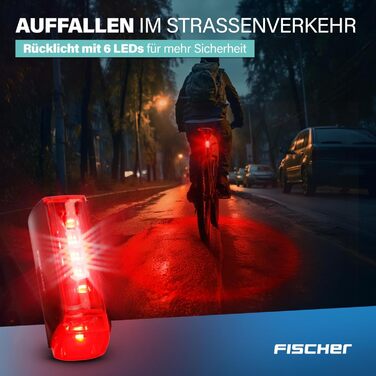 Велосипедний ліхтар FISCHER Twin Set: 360° підсвічування, LED, 30 Lux, USB-C, акумуляторний, для передньої та задньої частини велосипеда