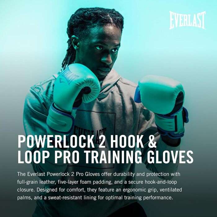 Боксерські рукавички Everlast Powerlock 2R, сірий, 12OZ (унісекс, дорослі)