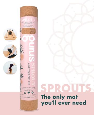 Килимок для йоги GURUS Sprout Yogamatte: товстий, нековзний, стійкий до поту, для домашніх тренувань