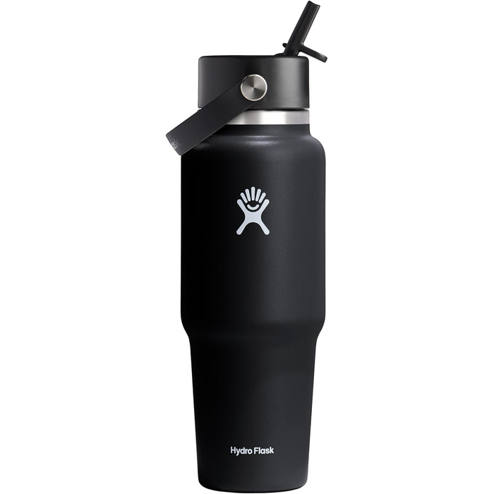 Термобутилка Hydro Flask 946 мл з соломинкою, вакуумна ізоляція TempShield, нержавіюча сталь, без BPA, чорна