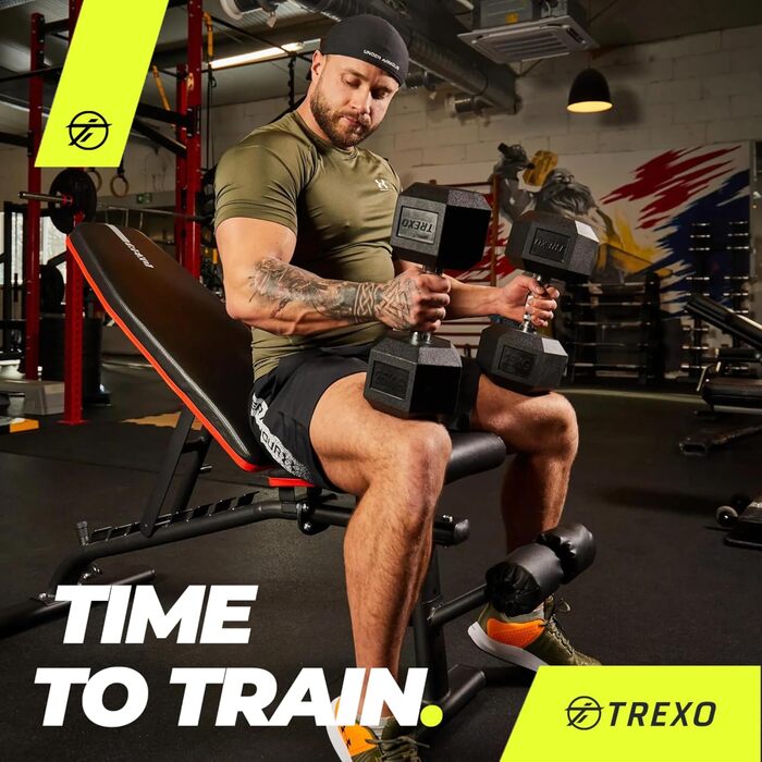 Гантель TREXO Hexagon 7,5 кг, прогумована, чавунна, для силових тренувань вдома, ергономічна ручка