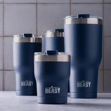 Термочашка Beast 1050 мл (40 oz), темно-синя, багаторазова, з 2 трубочками та щіткою, подвійні стінки, нержавіюча сталь, для кави та айс-кави