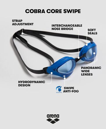 Окуляри для плавання ARENA Cobra Core Swipe Mirror унісекс, димчато-червоні, дзеркальні лінзи