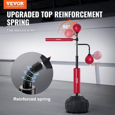 VEVOR Box-Speed-Trainer: Рефлексний боксерський мішок на стійці для підлітків та дорослих, регульована висота, комплект з рукавичками, червоний