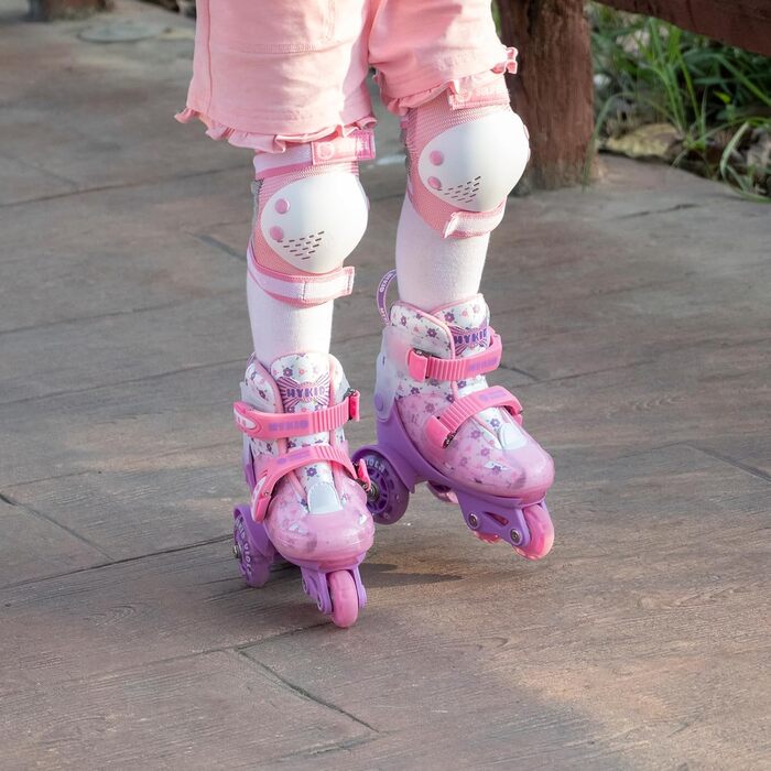 Дитячі ролики для дівчаток, 4 розміри, регульовані, безпечні, з дихаючим матеріалом, квіткові, EU 28-32