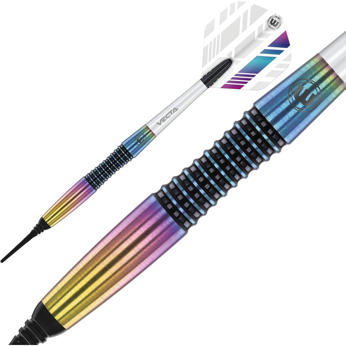 Дротики для дартсу WINMAU Elektra 18 г вольфрамові Softip, професійний набір з оперенням та стрижнями