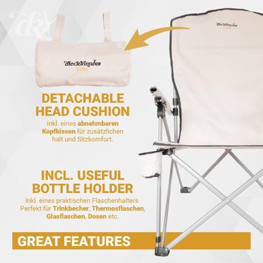 Дитячий складний стілець для кемпінгу Dieckkiners Ehlin, сталевий, регульована спинка, для балкону, саду, тераси, зелений/бежевий