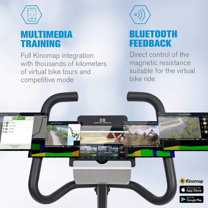 Велотренажер Capital Sports Evo Heimtrainer Bluetooth, магнітний, 32 рівня, ергометр, тримач для планшета, пульсометр, додаток, чорний