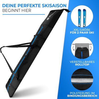 Чохол для лиж STYNGARD Kitzbühel (2 пари, до 200 см) - чорно-синій, водонепроникний