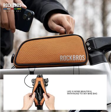 ROCKBROS велосипедна сумка на раму Road-to-Sky, водовідштовхувальна, 0,7 л, з відбивачем, для шосейних, гірських і гравійних велосипедів, оранжева