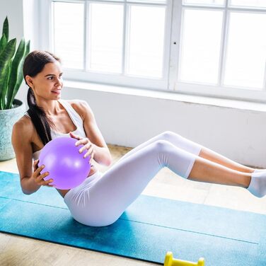 Набір для пілатесу вдома: м'яч 25 см, кільце, стрічка, гумки. Набір аксесуарів для пілатесу. Фіолетовий колір