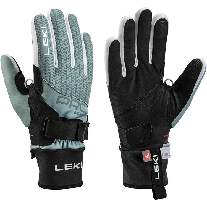 Жіночі лижні рукавички LEKI PRC ThermoPlus Shark, бірюзові, розмір 6