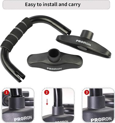 PROIRON Віджимальні ручки для віджимань Push Up Bars - 1 пара, сталева стержня, пінопластові ручки, кутова стійка, захист зап'ясть, тренування грудей, фітнес, бодібілдинг