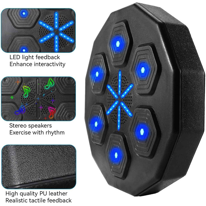 Електронна боксерська машина-мішень з підсвіткою, Bluetooth та сенсорами, для тренувань, з дорослими рукавичками