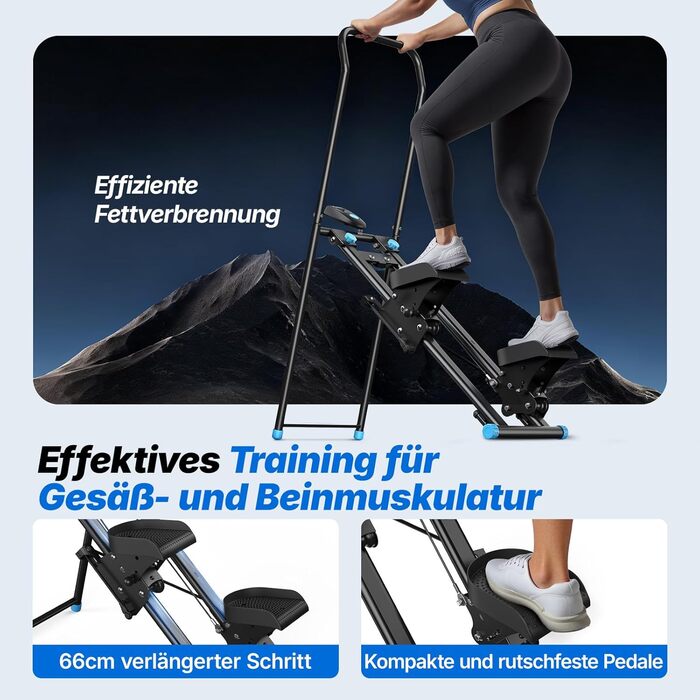 MERACH Сходиця для фітнесу MERACH 2025 - компактний тренажер для дому, вертикальний тренажер для кардіо та загальної фізичної підготовки, регульовані педалі та ручки