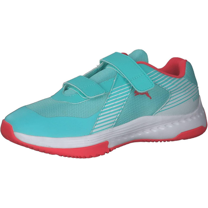 Дитячі спортивні зала-тенісні кросівки PUMA Varion V Jr. 37.5 EU, кольори: Aqua, Sunblaze, White