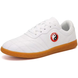 Чоловічі та жіночі боксерські та спортивні туфлі для тай-чі, кунг-фу, виготовлені з натуральної шкіри, білі, 36 EU