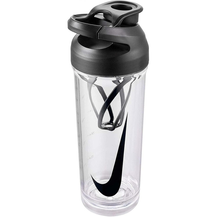 Пляшка для води Nike Hypercharge Shaker 709 мл, прозора/чорна, для дорослих, унісекс