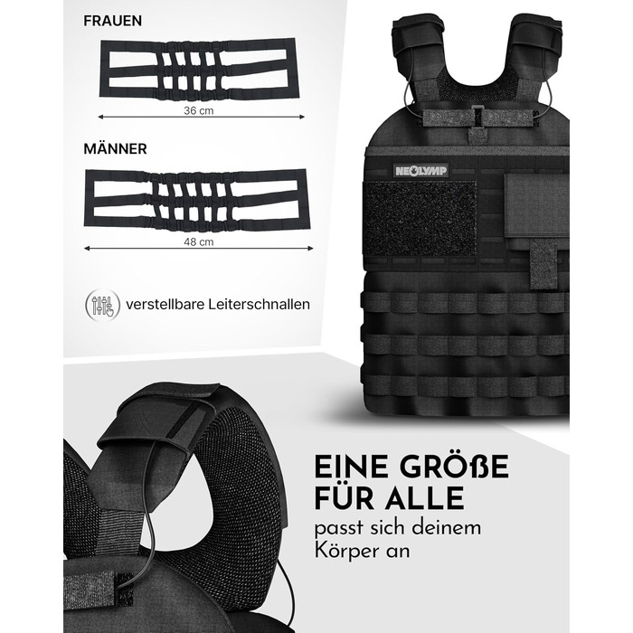 Вага для тренувань Neolymp – Унісекс вага для тіла – Жилет-платформа з кишенею – Не ковзає – Дихаючий та регульований – Обладнання для калістеніки – Вага для дому та тренажерного залу