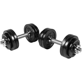 Набір гантелей GORILLA SPORTS 30 кг, чавунні, 2 шт, 12 дисків, рифлені, 30 мм, сріблясто-чорні