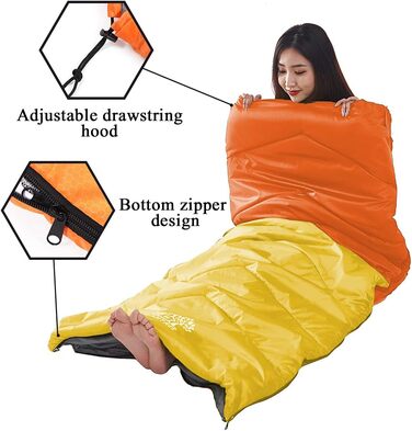 Спальний мішок 4 сезони для дорослих та дітей, теплий, легкий, водонепроникний, для кемпінгу, походу, відпочинку на природі, з компресійним мішком