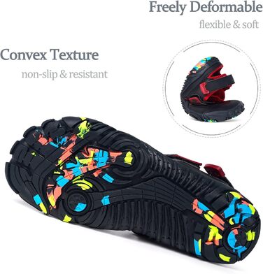 Чоловічі та жіночі спортивні сандалі Hsyooes для пляжу, води та піших прогулянок. Швидковисихаючі аквашузи. Розмір 40 EU, Чорно-червоні