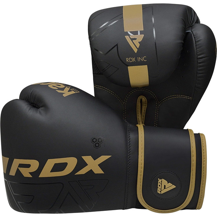Дитячі боксерські рукавички RDX для муай-тай, кікбоксингу та MMA, шкіра Maya Hide, 6oz, чорні з золотим, для тренувань, мішка та спарингу