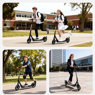 Самокат FREEDARE Cityroller складний для дітей та дорослих, колеса 200 мм, до 100 кг (Чорно-червоний)