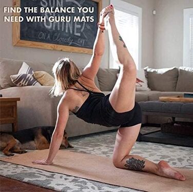 Килимок для йоги GURUS з корку, неслизький, товстий, для дому та фітнесу