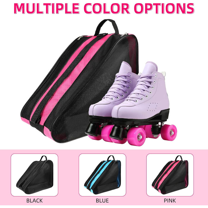 Сумка для роликів та ковзанів для дітей, рожева, з регульованими ремінцями та відділеннями
